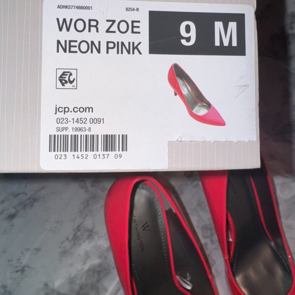 WORTHINGTON ZOE PUMP NEON PINK HEELS - Picture 3 of 5